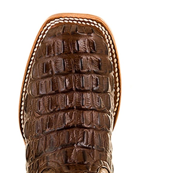 Anderson Bean Kids Chocolate Croc Print Square Toe Cowboy Boots(Worn 3 times). - Picture 4 of 10